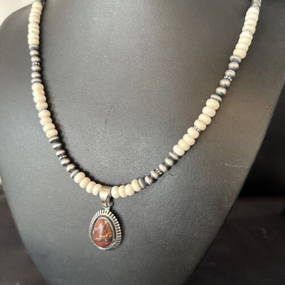Navajo Wild Horse Turquoise Necklace Pendant | Sterling Silver | Authentic Native American Handmade | 14604