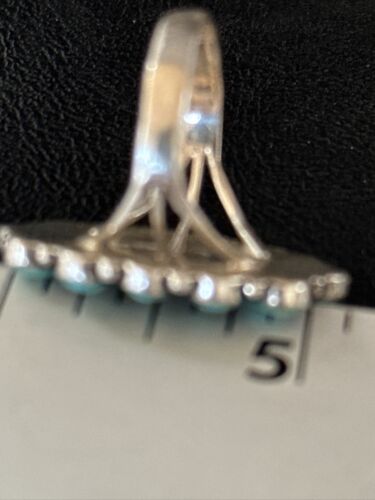 Navajo Blue Turquoise Cluster Ring | Authentic Native American Sterling Silver | Multi-Stone | Sz 9 | 14265