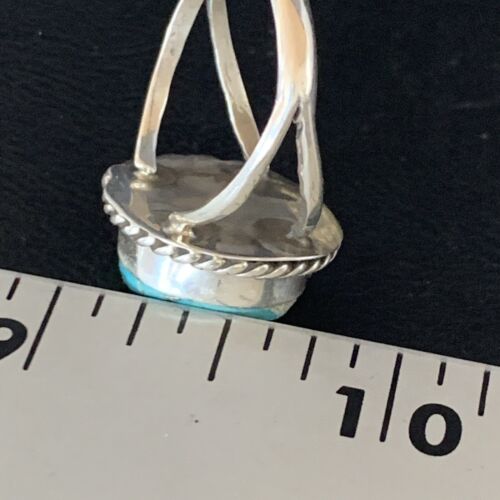 Navajo Blue Kingman Turquoise Ring | Sterling Silver | Sz 9 | Authentic Native American Handmade | 13529