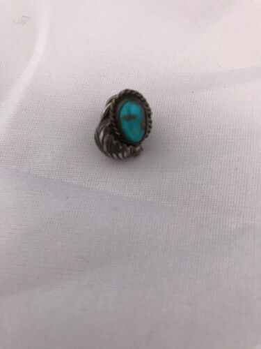 Native American Turquoise Feather Tie Tag Pin | Sterling Silver | Old Pawn | Ithaca | 8013