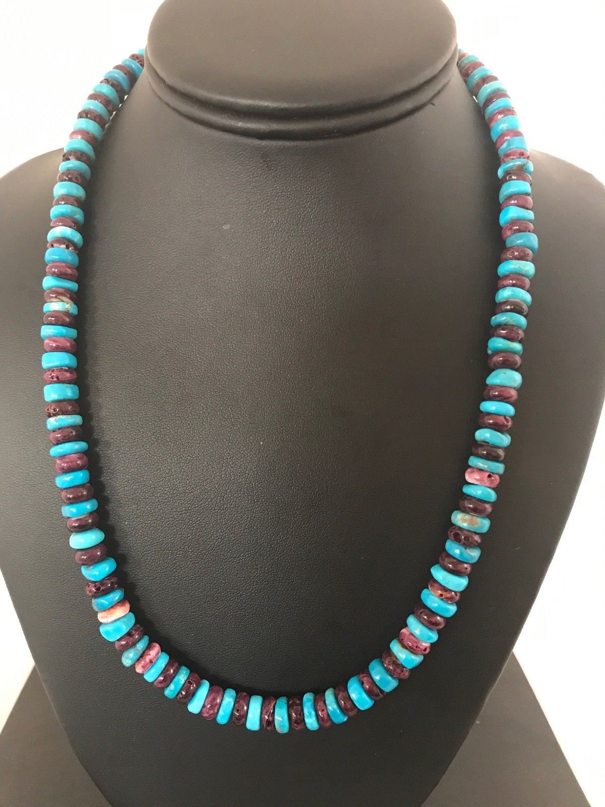 Navajo Purple Spiny Oyster Turquoise Bead Necklace | Sterling Silver | Native American Handmade | 20" | 1288