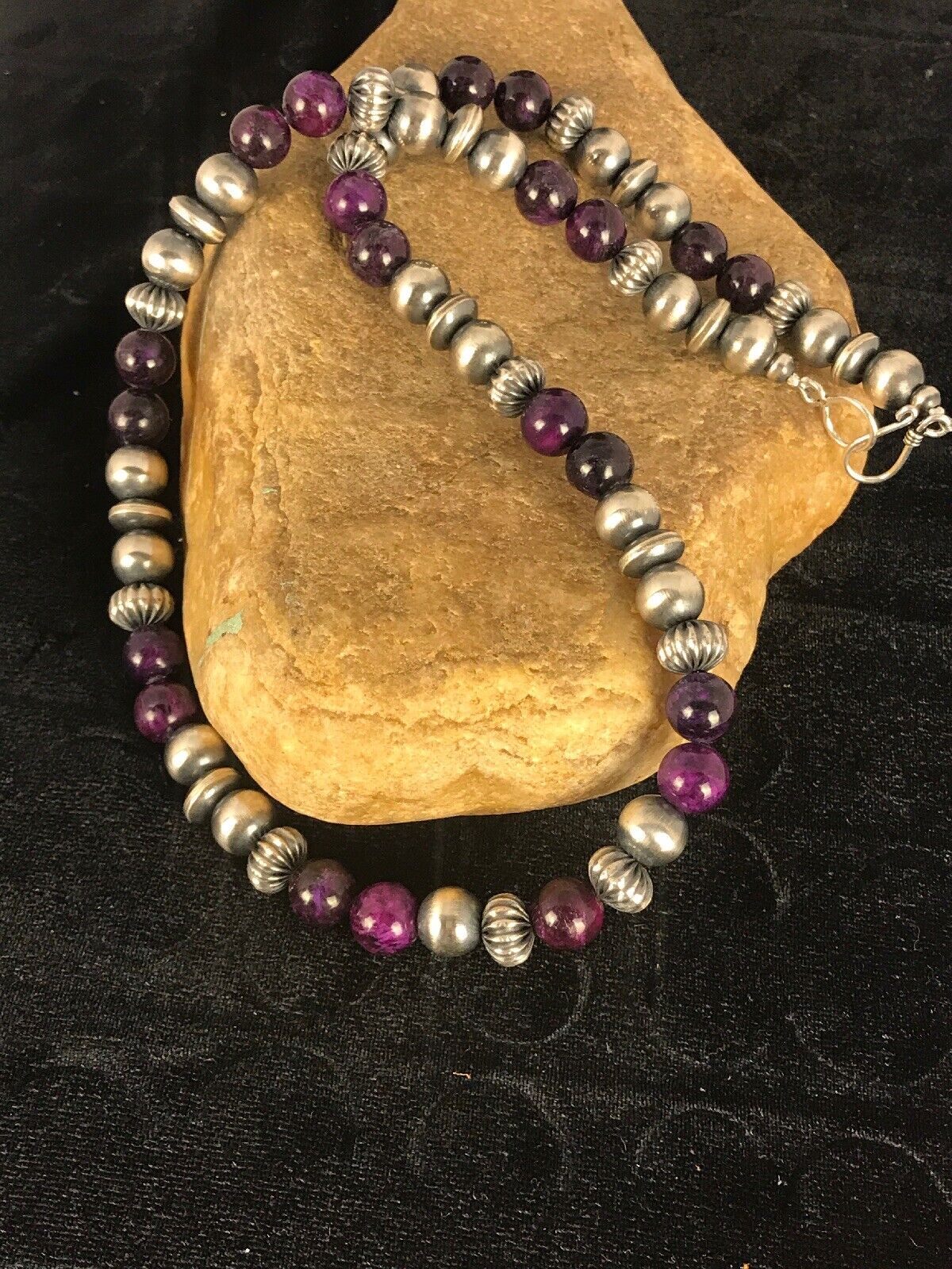 Navajo Men's Purple Sugilite Necklace | Sterling Silver | 22" | Authentic Native American Handmade | 8532