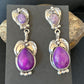 Navajo Purple Sugilite Dangle Earrings | Sterling Silver | 2" | Authentic Native American Handmade | 14404