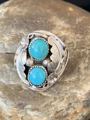 Navajo Kingman Turquoise Multi-Stone Ring | Authentic Native American Sterling Silver | Sz 10 | 14168