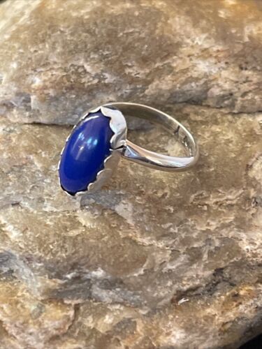 Native American Navajo Navy Blue Lapis Ring | Sterling Silver | Sz 6 | 1128