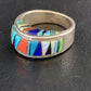Multi-Color Navajo Sterling Silver Turquoise Spiny Oyster Inlay Ring Sz 6 | Handmade | 14169