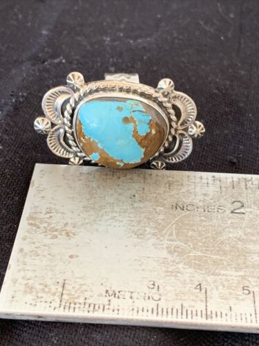 Southwestern Navajo Sterling Silver Blue Turquoise #8 Ring | Sz 7.5 | 1687