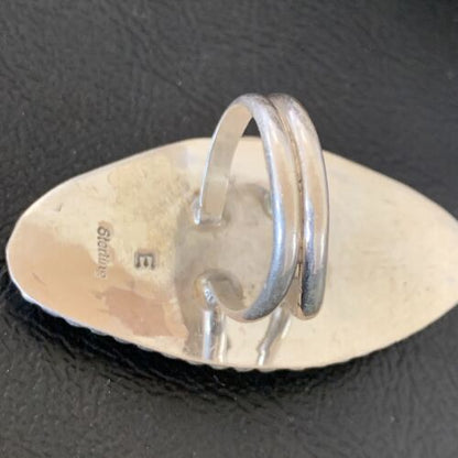 Navajo White Buffalo Turquoise Inlay Ring | Sterling Silver | Sz 9 | Authentic Native American Handmade | 12174