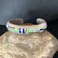Old Pawn Navajo Turquoise Gaspeite Lapis Inlay Bracelet | Sterling Silver | Authentic Native American Handmade | 14160