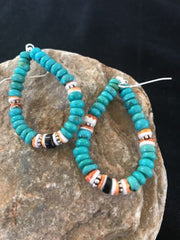 Navajo Sterling Silver Turquoise Spiny Oyster Earrings | Southwestern Native American