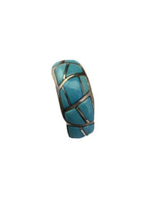 Navajo Kingman Turquoise Corn Inlay Ring | Sterling Silver | Sz 7.5 | 01619