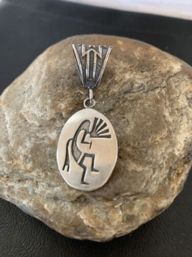Hopi Kokopelli Stamped Pendant | Sterling Silver | Authentic Native American Handmade | 02031