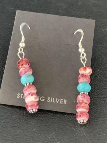 Native American Navajo Purple Spiny Oyster Bead Earrings | Sterling Silver | 13674