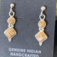 Minimalist Dangle Inlay Navajo Sterling Silver Orange Spiny Oyster Earrings | Handmade | 12679