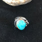 Navajo Blue Pilot Mountain Turquoise Ring | Sterling Silver | Sz 9 | Authentic Native American Handmade | 8242