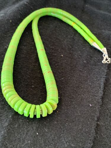 Navajo Green Gaspeite Necklace | Sterling Silver | 21" | Authentic Native American Handmade | 4243