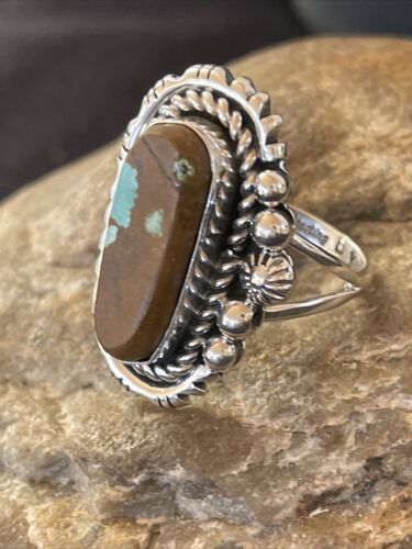 Native American Navajo Sterling Silver #8 Turquoise Ring | Sz 10.5 | 1133