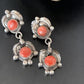 Native American Handmade Navajo Red Spiny Oyster Dangle Earrings | Sterling Silver | 2064