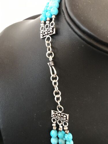 Navajo Sterling Silver Necklace | Native American Blue Turquoise Bead | Stabilized | 3390 - Masha USA