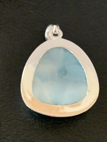 Navajo Sterling Silver Beads Necklace | Blue Larimar Pendant | Authentic Native American Handmade | 10831