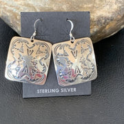 Southwestern Women's Navajo Stamped Earrings | Sterling Silver | Authentic Native American Handmade | 1662