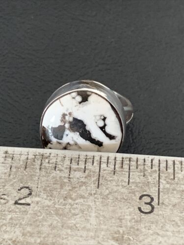 Navajo White Buffalo Turquoise Ring | Sterling Silver | Sz 7 | Authentic Native American Handmade | 01821