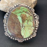 Navajo Men's Bracelet | Sterling Silver Green Gaspeite | Authentic Native American Handmade | 2047
