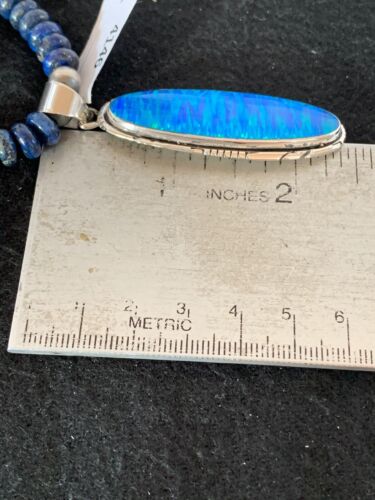 Navajo Pearls Opal Pendant with Blue Lapis & Turquoise | Sterling Silver Necklace | Authentic Native American Handmade | 4146