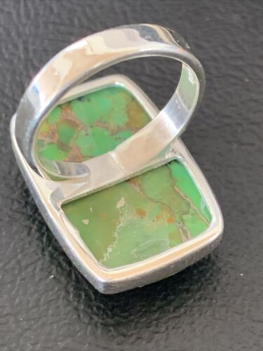 Adjustable Navajo Green Mojave Turquoise Ring | Sterling Silver | Sz 8 | 11790