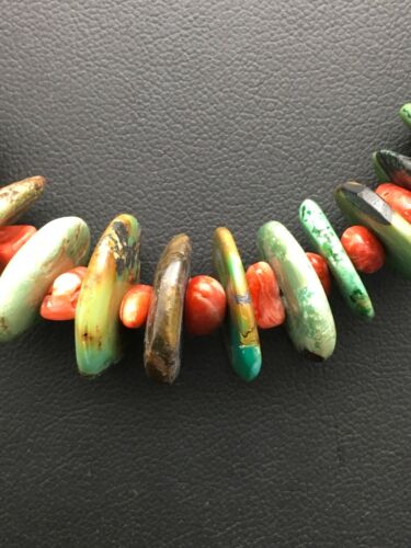 Navajo Green Turquoise Necklace | Sterling Silver | Authentic Native American | 28" Graduated | 3070
