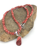 Navajo Spiny Oyster Pendant with Turquoise Pearls | Sterling Silver Necklace | Authentic Native American Handmade | 4890