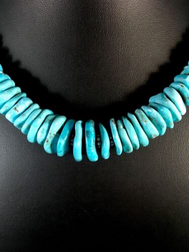 Authentic Navajo Sterling Silver & Turquoise Graduated Necklace | Native American Jewelry | 20" | 8692