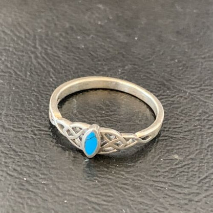 Southwestern Old Pawn Navajo Blue Turquoise Ring | Sterling Silver | Sz 7 | 10876
