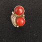 Navajo Apple Coral Sponge Ring | Sterling Silver Multi-Stone | Sz 9.25 | Native American Handmade |  8857