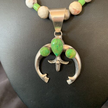 Navajo Green Turquoise Gaspeite Spiny Oyster Necklace NajaPendant | Sterling Silver | 22" | 10525