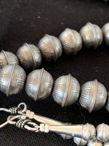 Navajo Pearls Sterling Silver Necklace | Hand-Stamped Bench Beads | 36" | Southwestern | 93336