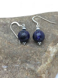 Southwestern Denim Lapis Bead Earrings | Sterling Silver | 1" | 2804