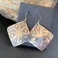 Native American Women's Dangle Earrings | Navajo Sterling Silver Stamped Handmade | 1660