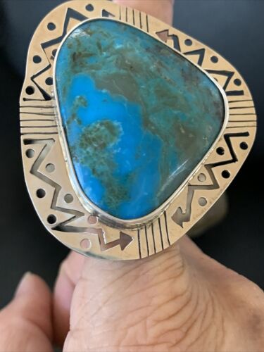Native American XL Women's Sterling Silver Blue Kingman Turquoise Ring | Sz 8 | 12188