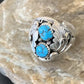 Navajo Blue Kingman Turquoise Feather Ring | Authentic Native American Sterling Silver | Multi-Stone | Sz 11.5 | 12220