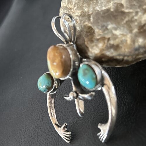 Navajo Sterling Silver Royston Turquoise Naja Pendant | Authentic Native American Handmade | 14666