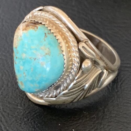 Navajo Blue Kingman Turquoise Ring | Sterling Silver | Sz 11.5 | Authentic Native American Handmade | 11934