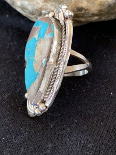 Native American Men's Navajo Blue Royston Turquoise Ring | Sterling Silver | Sz 9 | 676
