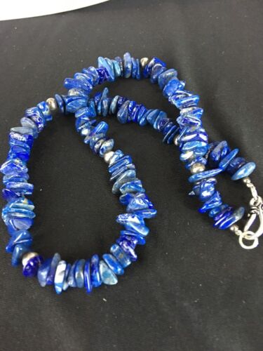 Men's Lapis Lazuli Necklace | Navajo Sterling Silver | Authentic Native American Handmade | 18" | 8066