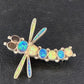 Zuni White Blue Opal Inlay Dragonfly Necklace Pin Pendant | Sterling Silver | 13683