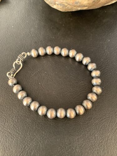 Native American Navajo Pearls Bracelet | 7mm Beads | 7" Sterling Silver | Authentic Handmade | 14180