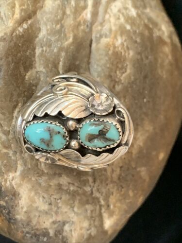 Navajo Kingman Turquoise Multi-Stone Ring | Authentic Native American Sterling Silver | Sz 10 | 14173