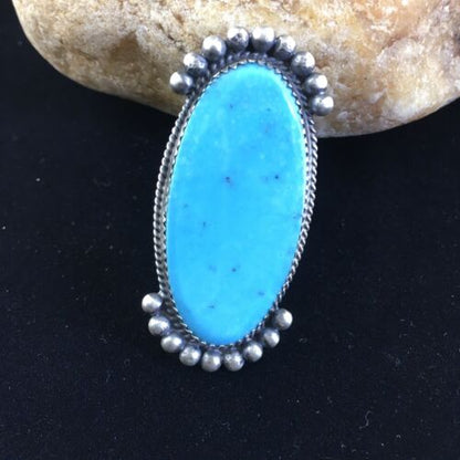 Native American Men's Navajo Blue Turquoise Ring | Sterling Silver | Sz 9.5 | 10080