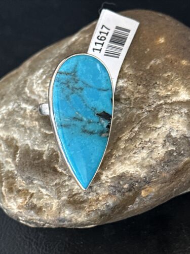Women's Navajo Handmade Blue Kingman Turquoise Ring | Sterling Silver | Sz 9 | 11617