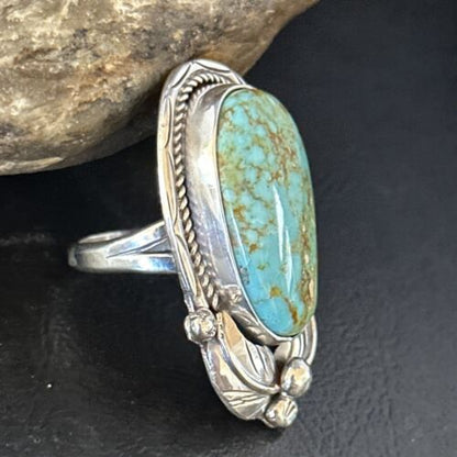 Navajo Blue Turquoise #8 Rings | Sterling Silver | Sz 9.5 | Authentic Native American Handmade | 14285
